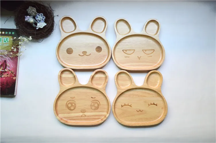 Расширенная новая Оригинальная тарелка из дерева разделенная с кроликом для