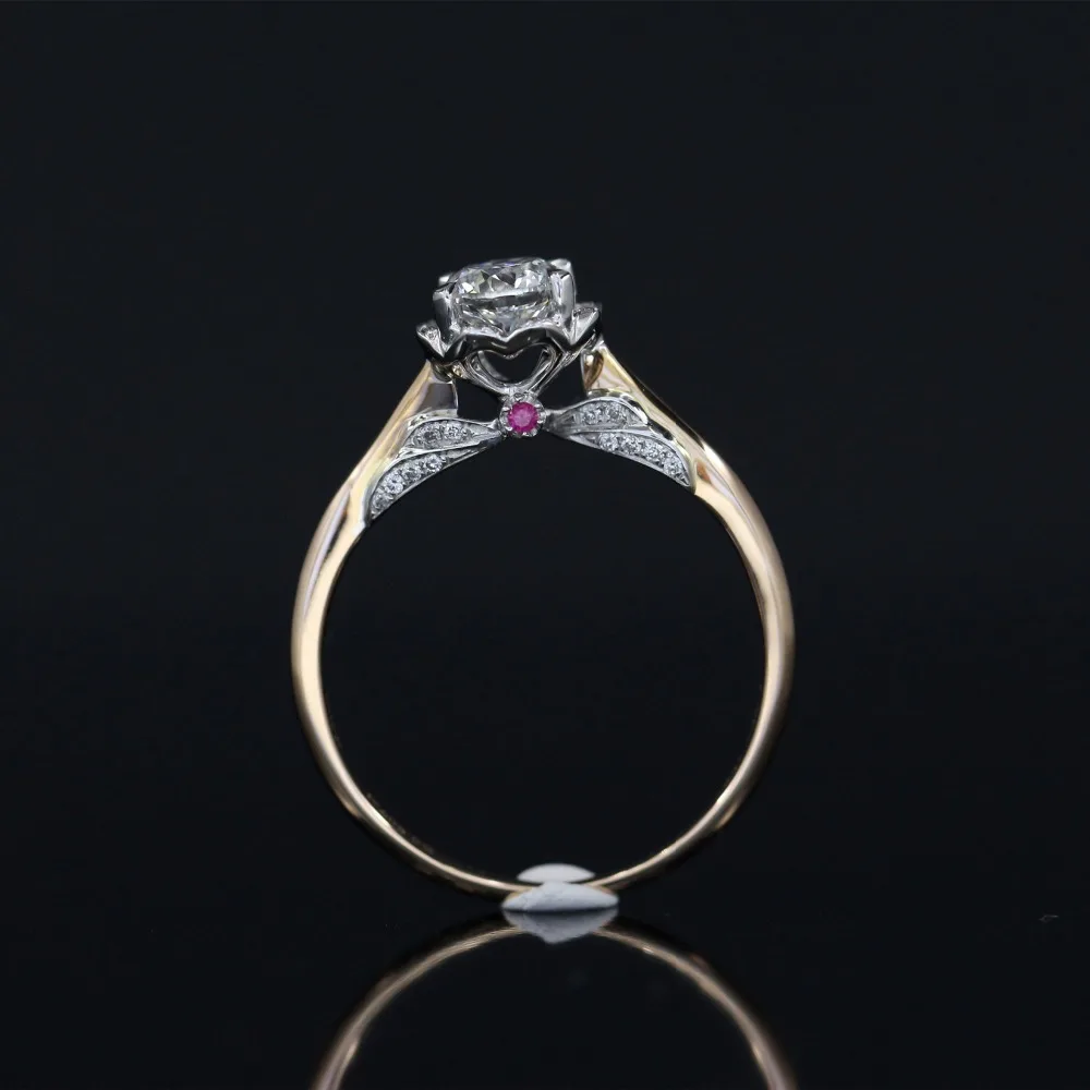 LASAMERO 0.50CT FG/SI Round Cut Natural Diamond Ring For Women 18k White Gold 2 Tone Certified Engagement Wedding | Украшения и