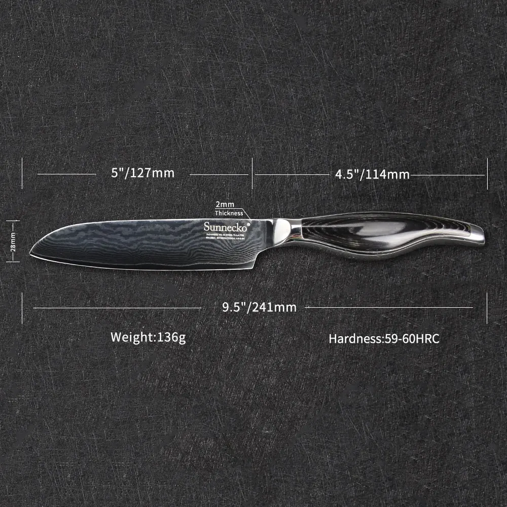 SUNNECKO 2 шт. набор кухонных ножей 5 ''Santoku 6'' нож шеф повара дамасский японский