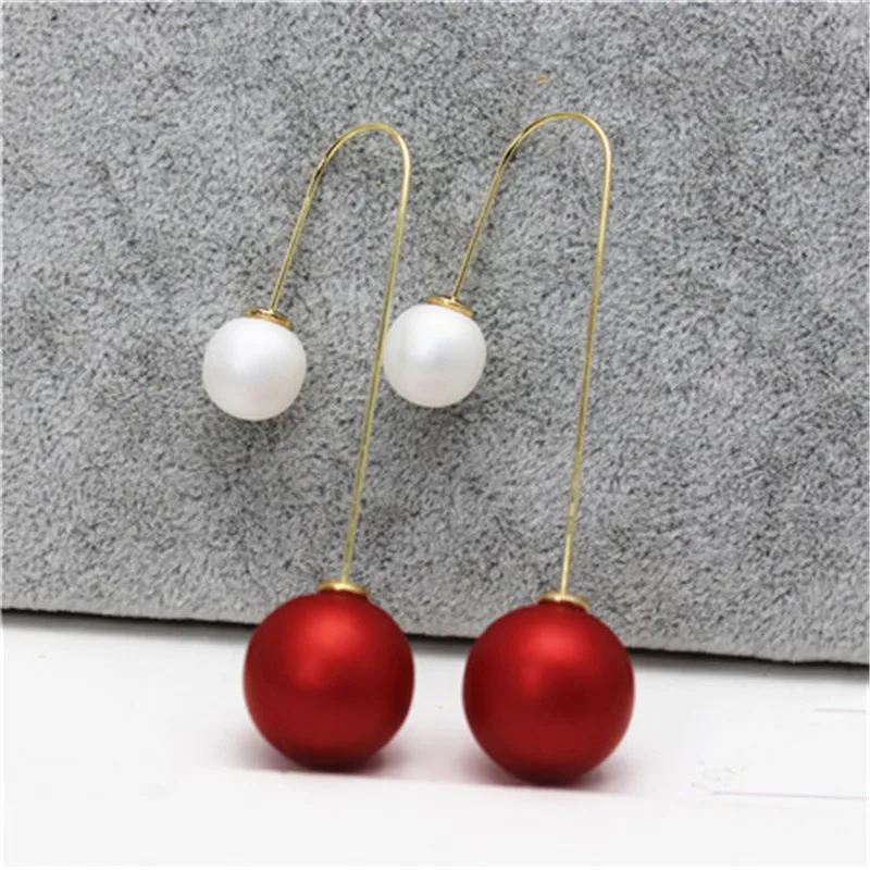 2019 hot design fashion brand jewelry double side stud earrings for women candy color beads long earings | Украшения и аксессуары