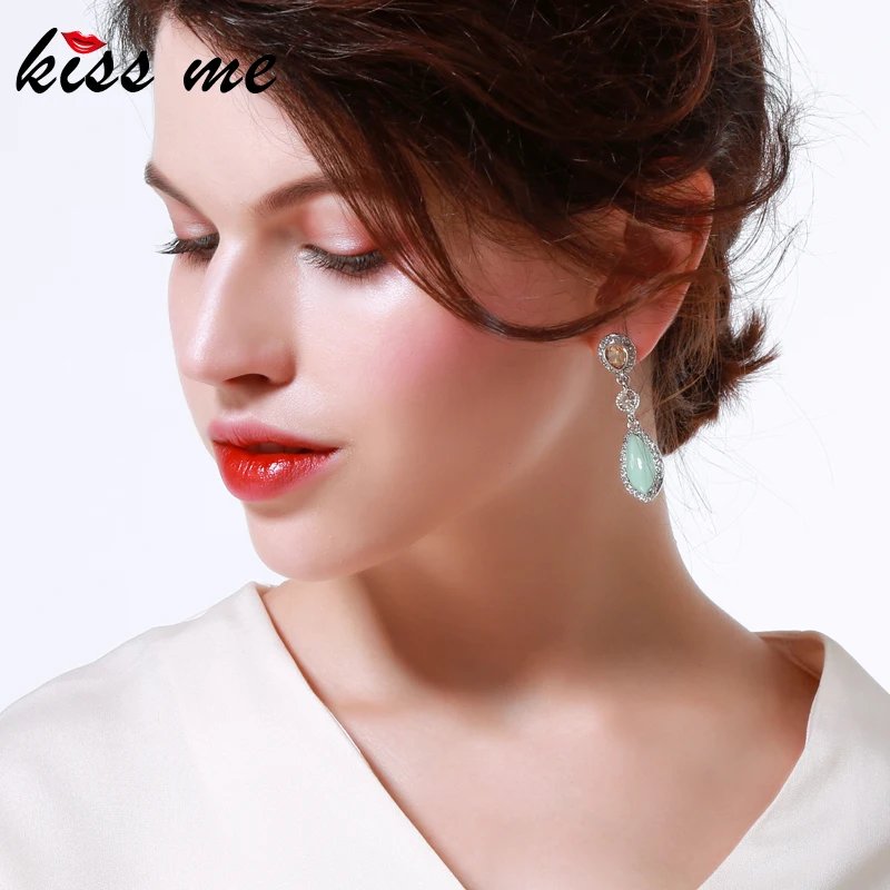 KISS ME синие серьги из смолы в виде капли воды Стразы висячие фирменный дизайн