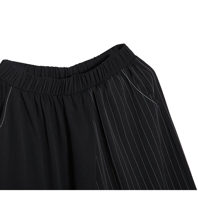 Женские Лоскутные широкие брюки с карманами и эластичной резинкой на талии