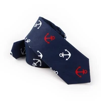 fashion anchor tie mens cotton slim necktie for suits wedding party grooms ties for men navy blue men narrow brand gravatas