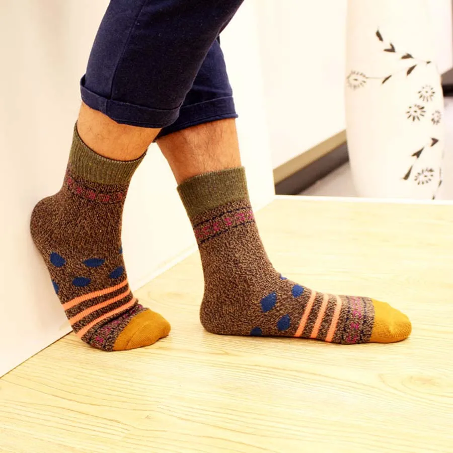 [Cospacool] Мужские носки в национальном деловом стиле полосатые махровые мужские