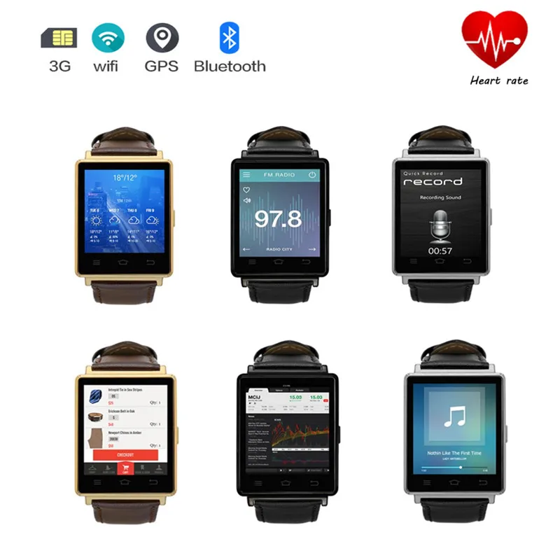 Мода № 1 d6 1.63 дюймов 3 г mtk6580 quad core ГБ оперативной памяти 8 ROM Smartwatch Телефон GPS Wi-Fi