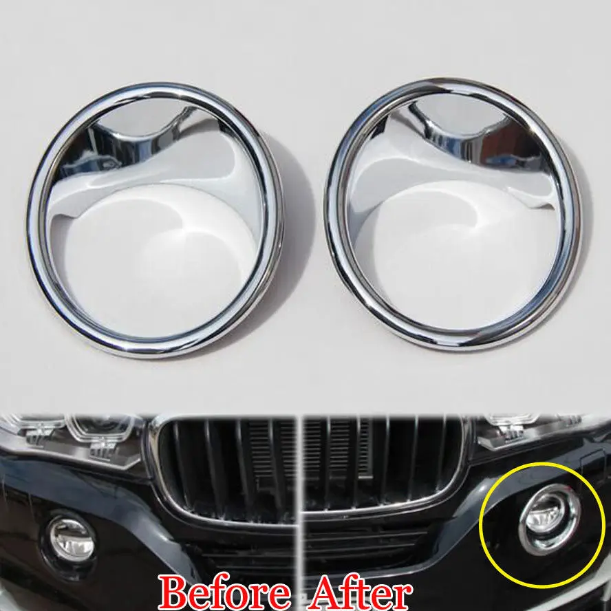 

BBQ@FUKA 2Pcs Chrome ABS Front Head Foglight Fog Lamp Light Cover Trim Cool Car Styling Fit For X5 F15 2014 2015