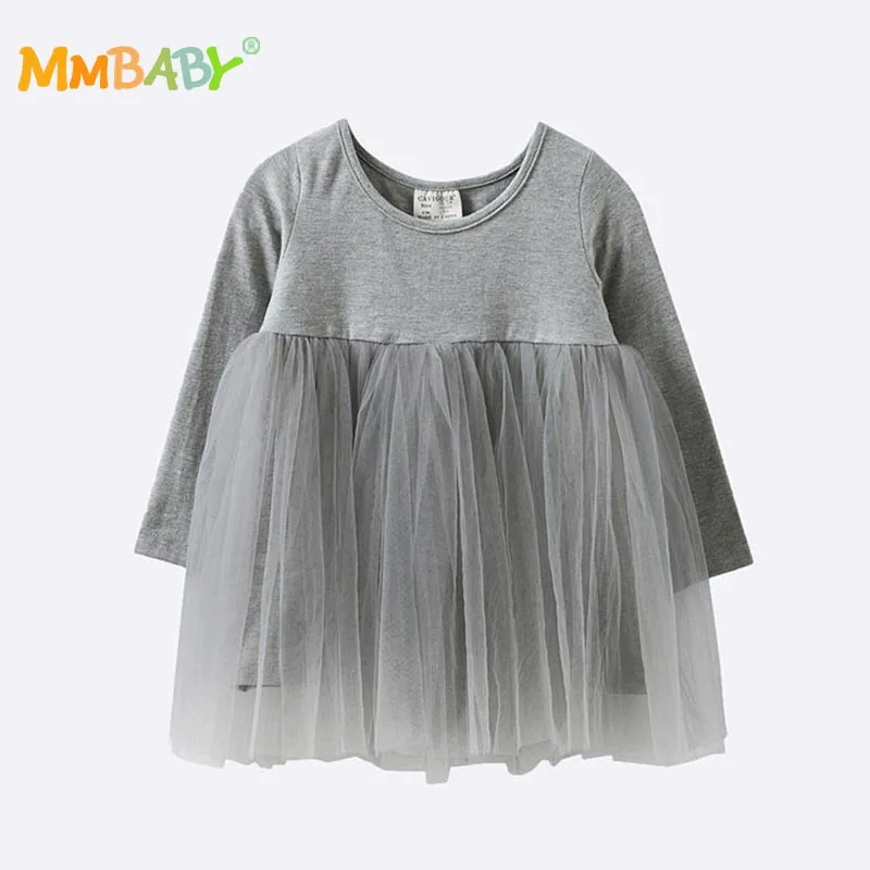 MMBABY для маленьких девочек милое бальное платье Платье с круглым вырезом осенняя