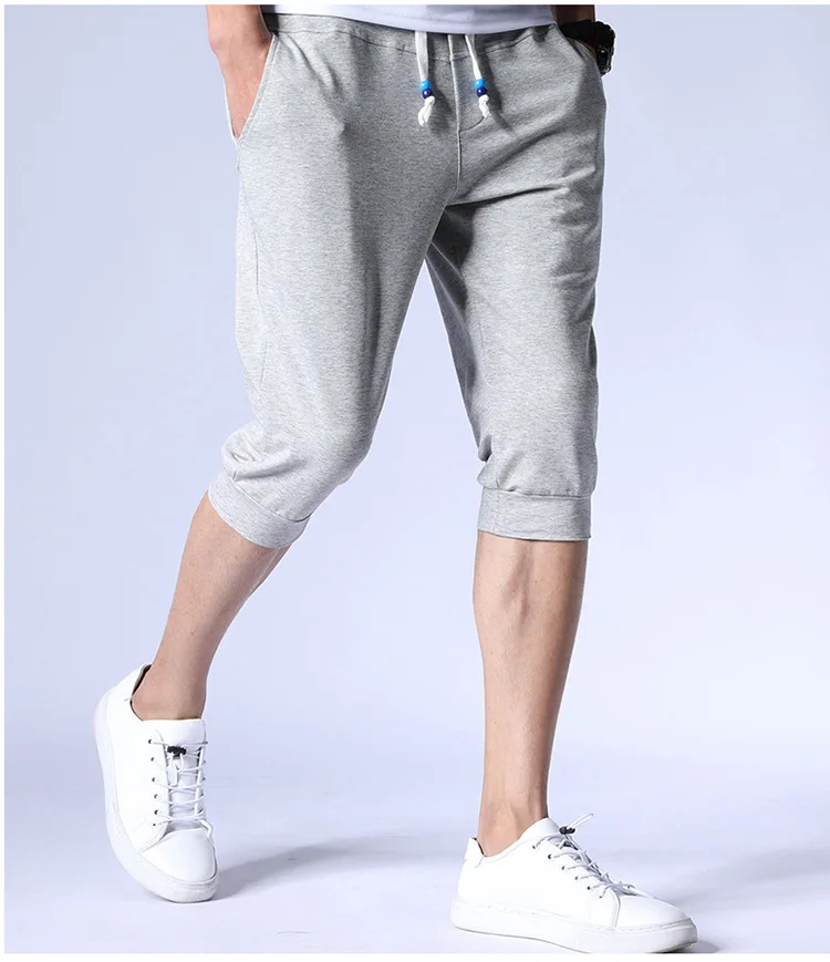 Летние мужские повседневные jogger х/б мужские шорты с эластичной талией Мужские дышащие однотонные Дышащие Короткие штаны
