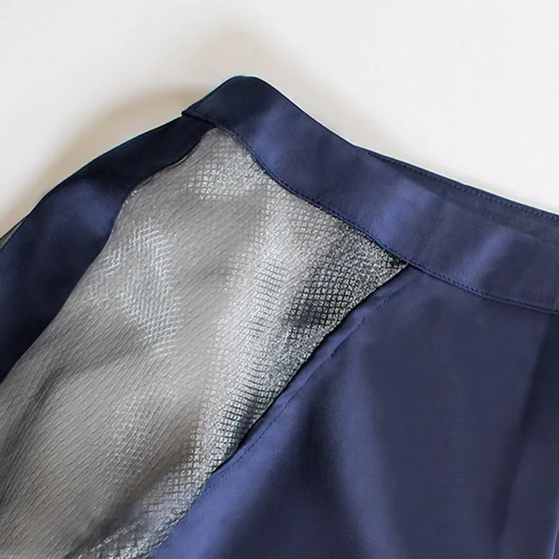 TWOTWINSTYLE широкие брюки костюмы женские Лоскутные сланцы шеи фонарь рукав блузка с