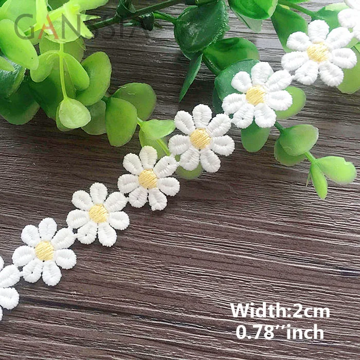 1 ярда в ширину: 2 см Kawaii Маленькая Дэйзи Дизайн растворимые воде хлопок кружева