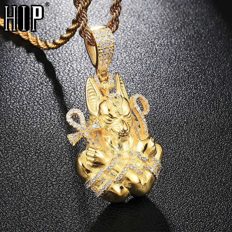 Хип хоп Полный AAA Iced Out Bling кубический циркон медь Египетский АНХ крест подвески и ожерелья для мужчин ювелирные изделия