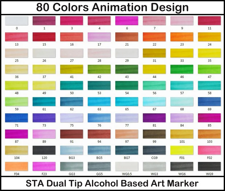 80 Anime Colors STA профессиональные художественные маркеры с двойной головкой на спиртовой основе, маркеры для рисования, ручка для рисования, аниме, интерьер, ландшафтное строительство, дизайн 3203 - Цвет: 80 Anime Colors