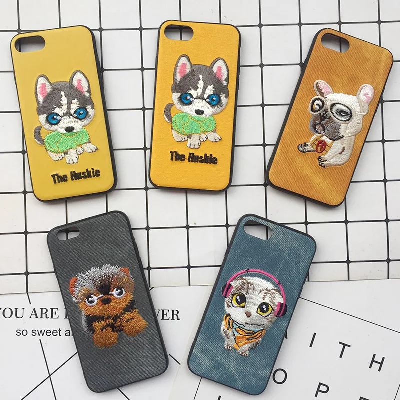 Милый чехол для телефона с рисунком из мультфильма iphone X XS Max XR 3D вышивка Тедди