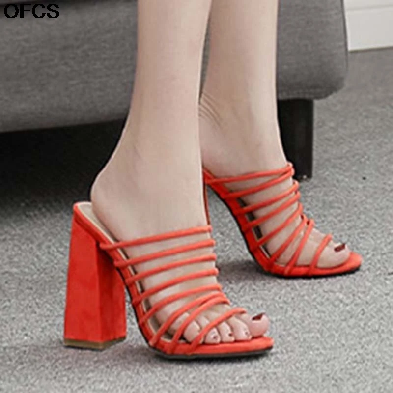 Туфли женские на высоком каблуке модные вечерние сандалии квадратный каблук