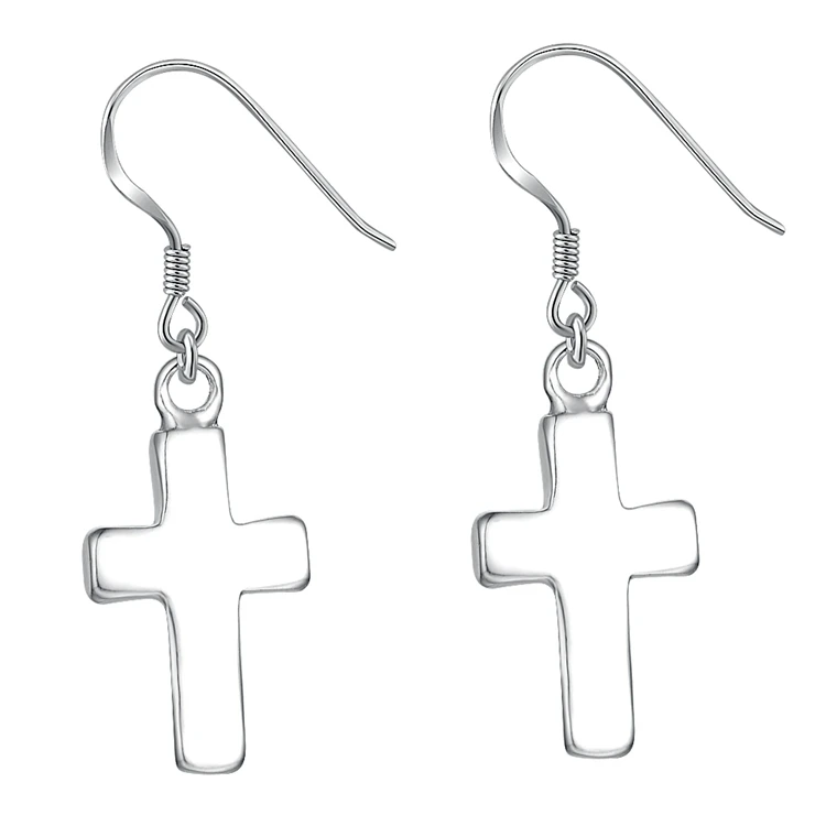 Блестящий крест с камнем высокое качество серебряные серьги для женщин оптовая
