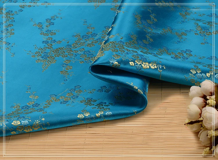 Классический стиль голубой Шелковый жаккардовый гобелен 90x100 см атласный одежда