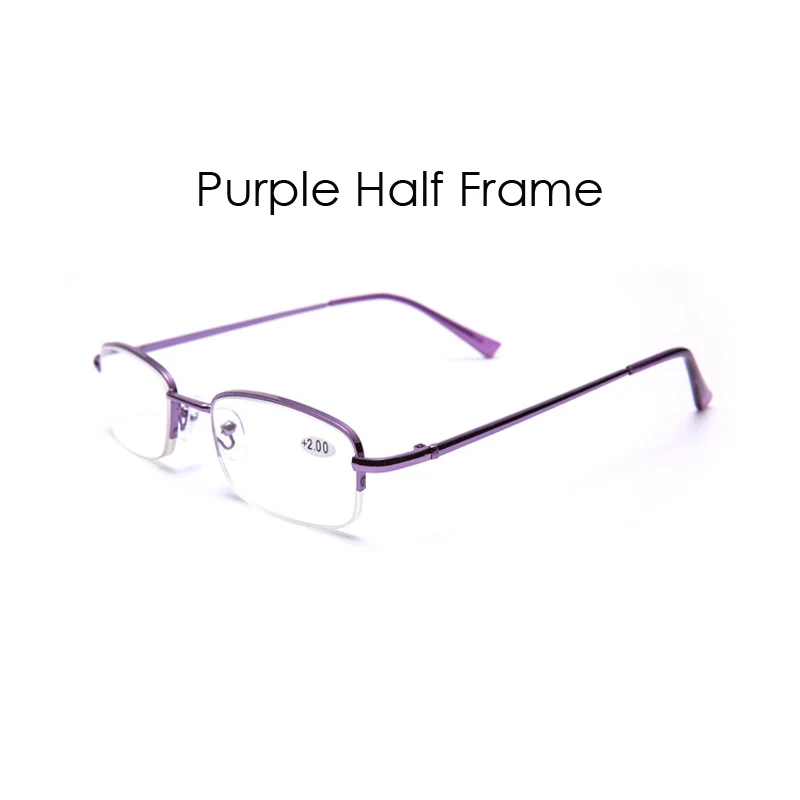 Purple Half Frame Iboode, модные очки для чтения с полуполной оправой, для мужчин и женщин, дальнозоркость, с диоптриями, для улицы, для дальнозоркости, унисекс - Цвет оправы: Purple Half Frame