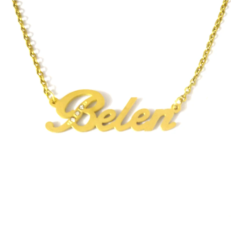 

FairLadyHood Belen name nacklace 316L Stainless Steel Gold Color Name Necklace Custom Name Necklace Birthday Gift