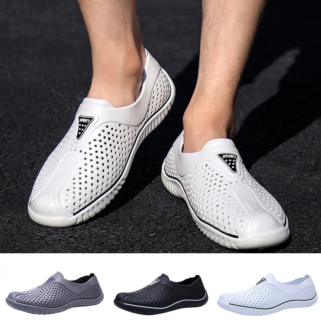 

SAGACE New men's fashion casual hollow breathable hole shoes non-slip sports outdoor comfortable beach shoes 2020