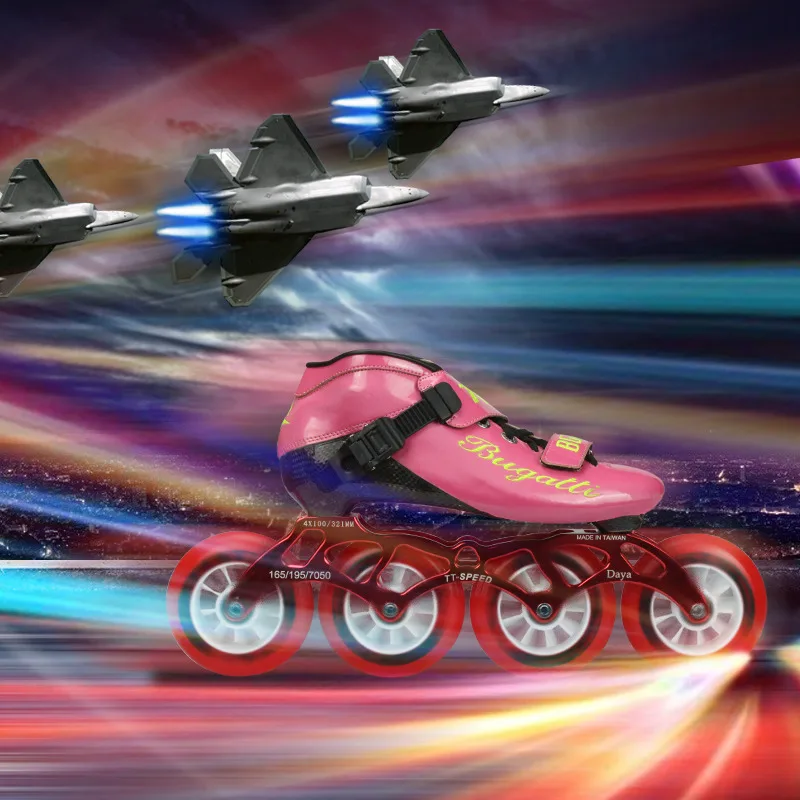 4 колеса роликовые коньки обувь для 4X110 мм 4X100 мм 4X90 мм гоночного соревнования ролик 85A PU графит для колес волокно EUR 28 до 45
