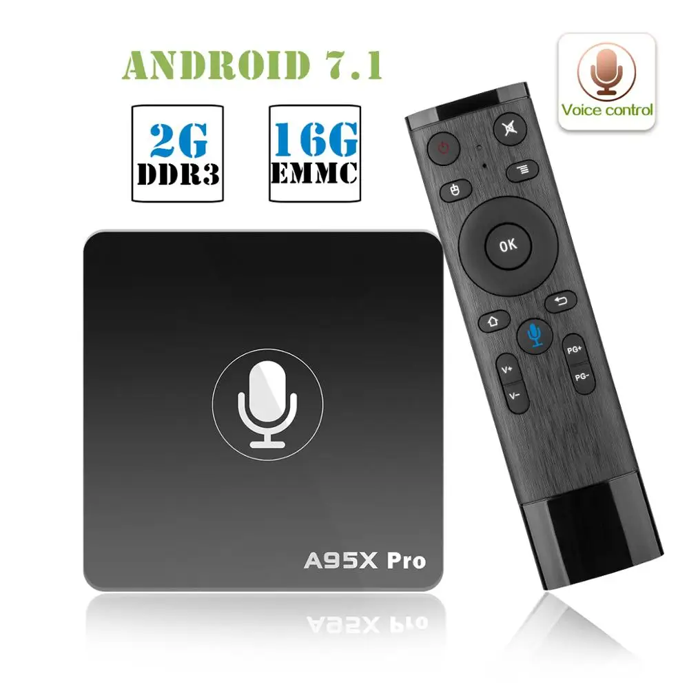 A95X PRO tv Box Amlogic S905W 2 Гб ОЗУ 16 Гб ПЗУ медиаплеер 2,4G WiFi Поддержка Youtube 4K HD 3D tv Android 7,1 Google tv Box