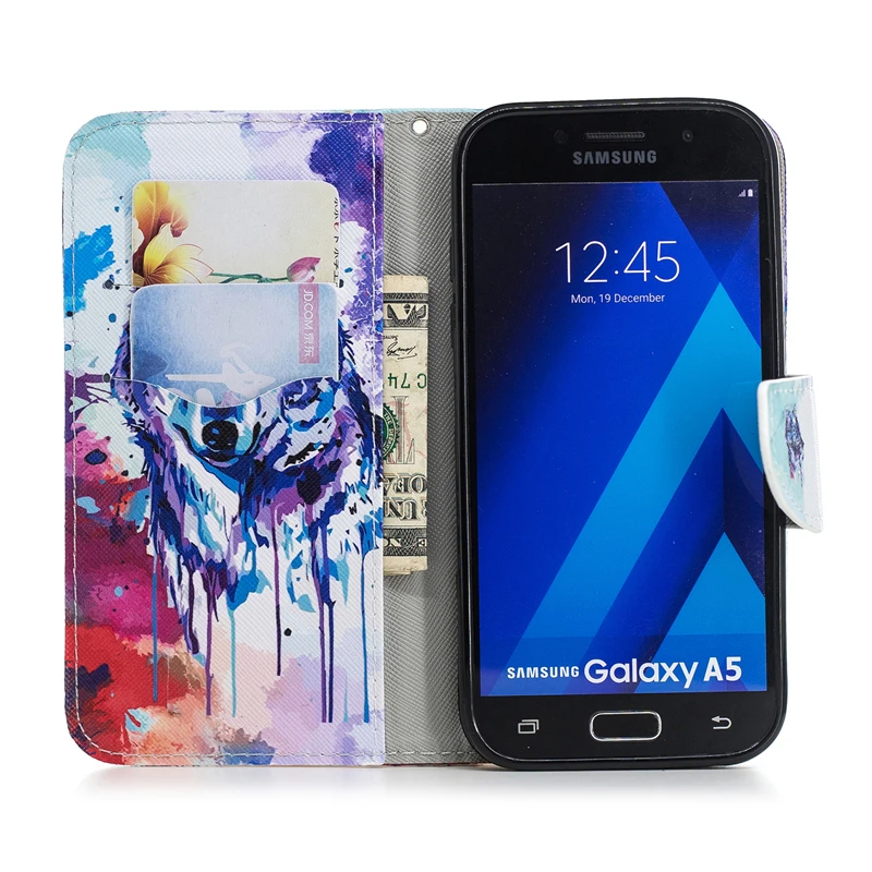 Роспись откидной Чехол кошелек с подставкой для Coque samsung Galaxy A3 2017 A320 Funda A5 A520