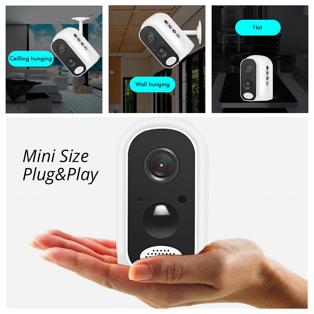 Батарея wifi IP камера 1080P перезаряжаемая 10400mA на батарейках беспроводная домашняя