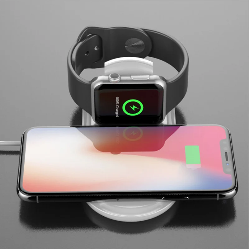 Черное/белое зарядное устройство для IPhone X 8 XR XS Max для Apple I Watch 2 3 Qi Беспроводная зарядка для samsung S7 S8 S9 Plus Note 8 9 2 в 1