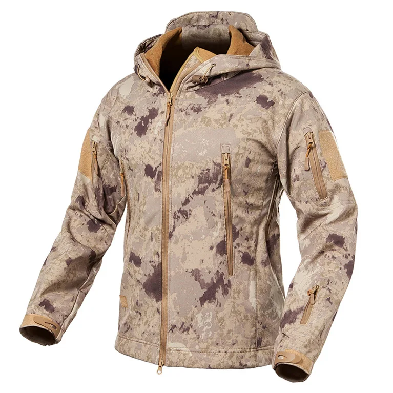 Khaki Camo S. ARCHON Новая мягкая оболочка Военная камуфляжная куртка мужская с капюшоном водонепроницаемая тактическая флисовая куртка зимняя теплая армейская верхняя одежда пальто - Цвет: Khaki Camo