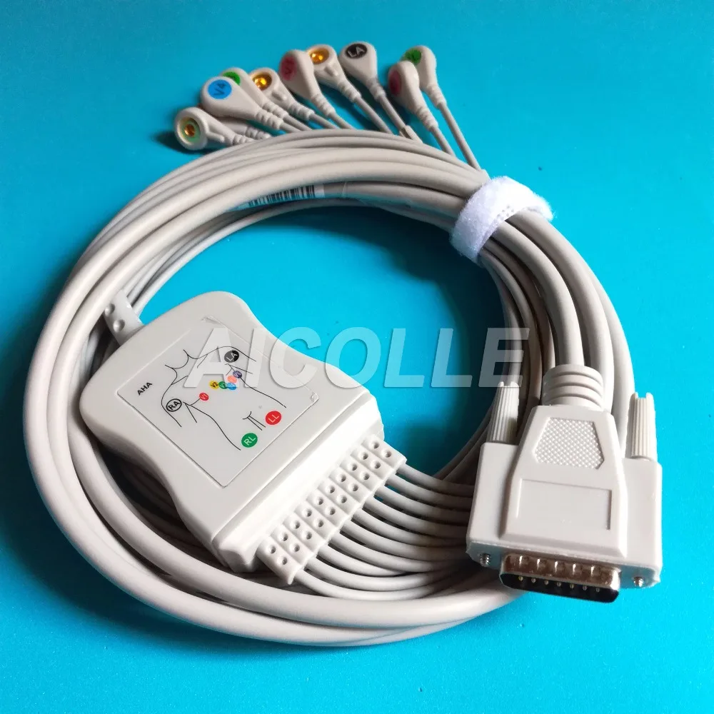 Eletrocardiograma Nihon Kohden 9130K 9110 ЭКГ кабеля 10 кабель 15 контактный разъем оснастки ведет на