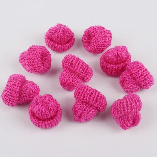 Fuchsia Многоцветный 10 шт./лот 3 см шерстяная шапка Рождественская елка колпачок украшение дома Одежда голова Веревка материал DIY изготовление обуви игрушки аксессуары - Цвет: Fuchsia