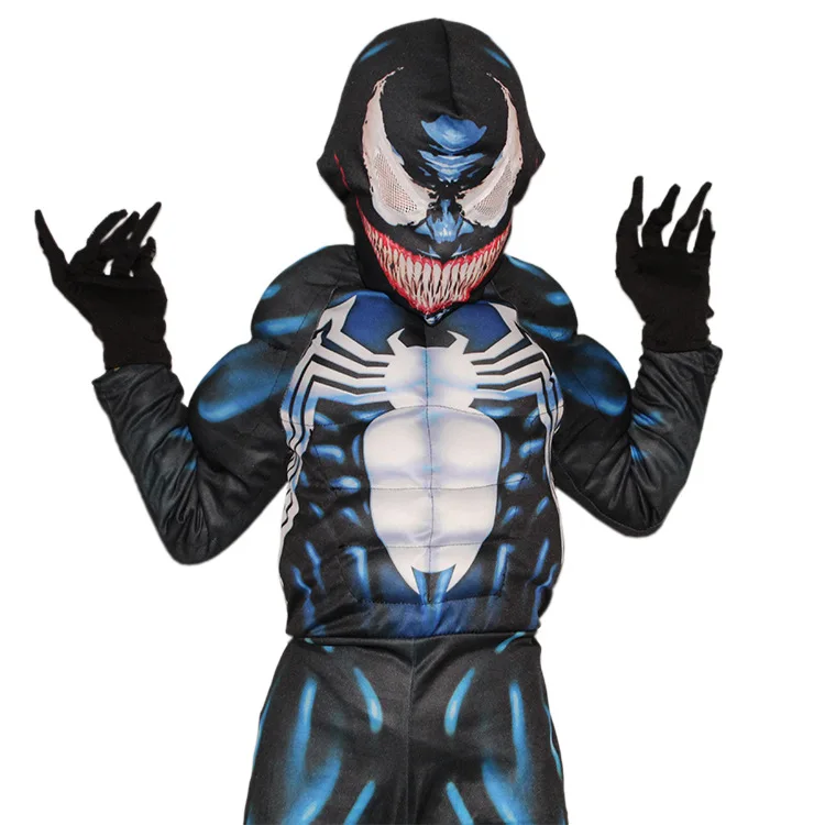 Хэллоуин дети мальчик Рождество Venom Человек Паук Детская косплэй сиамские