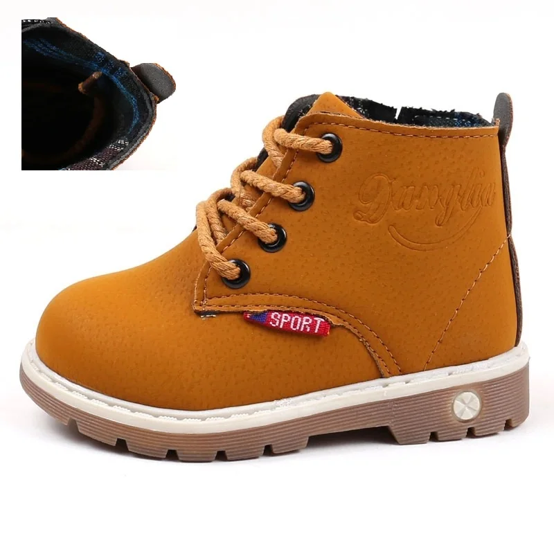 Spring Yellow Удобные детские зимние ботинки; коллекция года; модные теплые ботинки martin; короткие ботинки для маленьких мальчиков; удобные нескользящие хлопковые зимние ботинки для девочек - Цвет: Spring Yellow