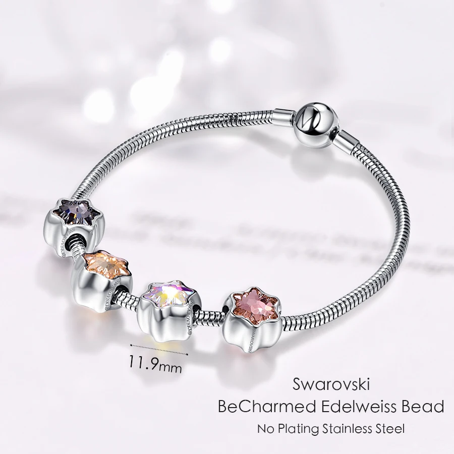 Кристалл от Swarovski двухсторонний BeCharmed Edelweiss бисер Diy неповторимый браслет с