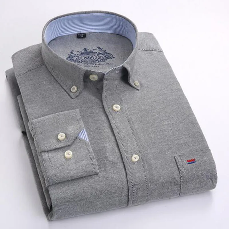 Korean Style Men Fashion Oxford Shirts Camisa Long Sleeve Turn-down Collar Formal Dress Business Vestido High Quality | Мужская одежда