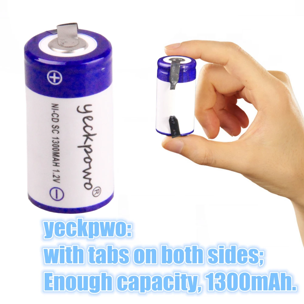Yeckpowo 12 шт. аккумулятор SC 1300 мАч 1 2 в NICD subc отвертка электрическая дрель батареи для