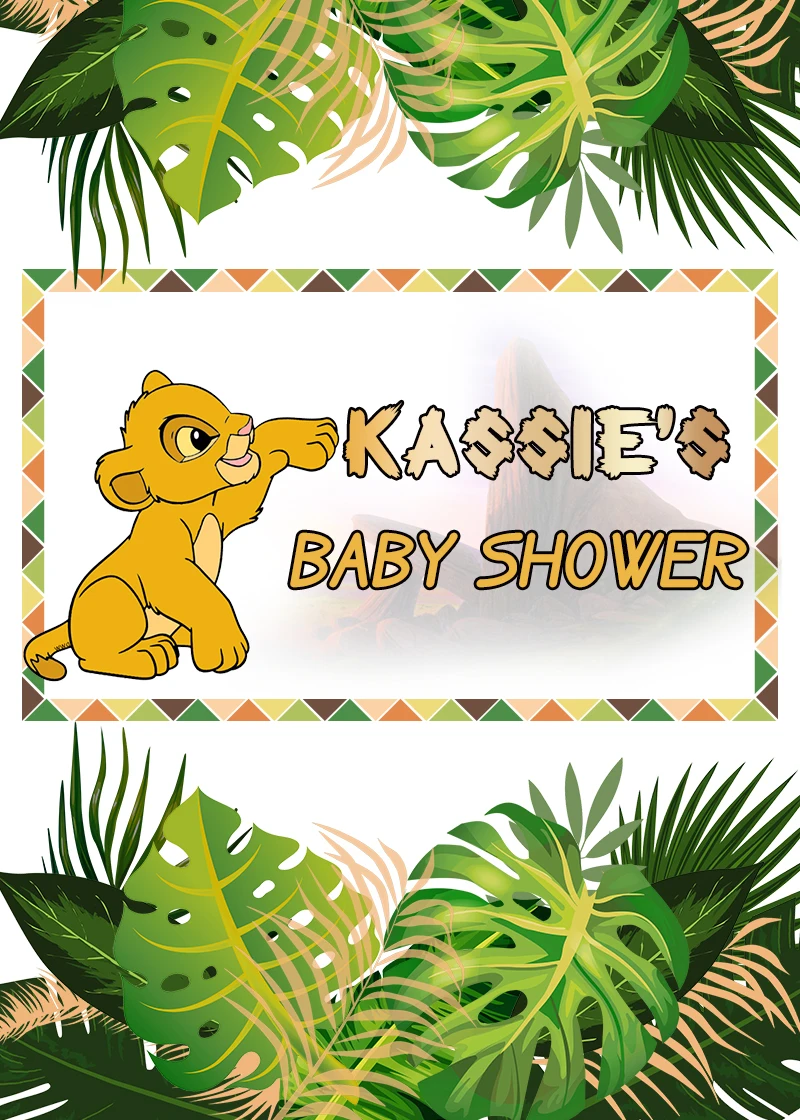 Sensfun зеленые листья мультфильм лев королевские декорации мальчиков Baby Shower 1st День