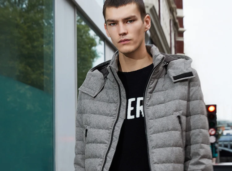Jack Jones Мужская Съемная с капюшоном стоячий воротник короткая зимняя куртка пальто | 218312529