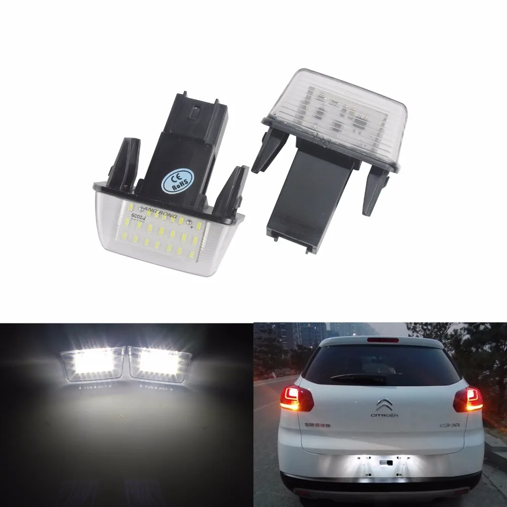 ANGRONG 2x Светодиодный светильник номерного знака для Peugeot 206 207SW 306 307 308 406 407 5008 MPV Partner