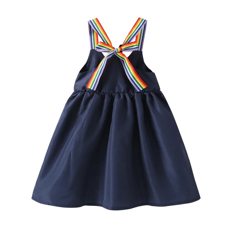 Brief Kids Baby Girls Sling Dress Sleeveless Halter Lace-up Plain Sundress High Waist Pleated Knee-Length 1-6Y | Детская одежда и