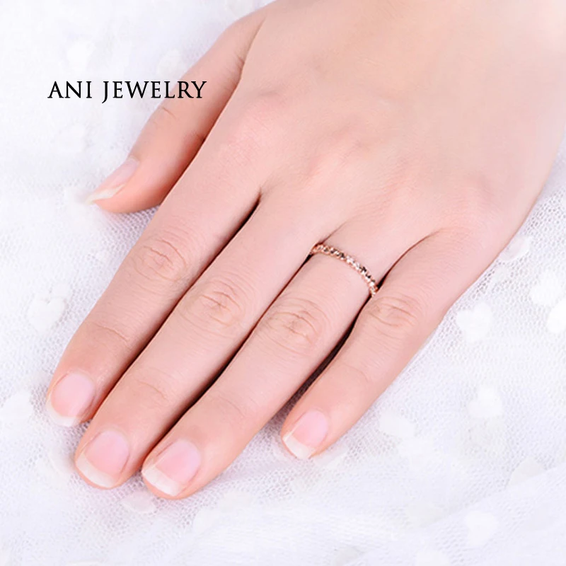 

ANI 18K White/Yellow/Rose Gold (AU750) Women Wedding Band 0.06CT Certified I/SI Round Cut Real Natural Diamond Engagement Rings