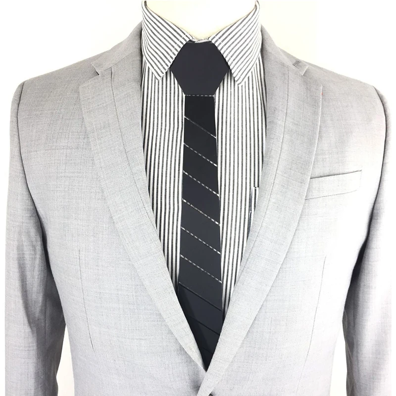 Черный в полоску и клетку Акриловые галстук Slim Fit Мужчины облегающие модные