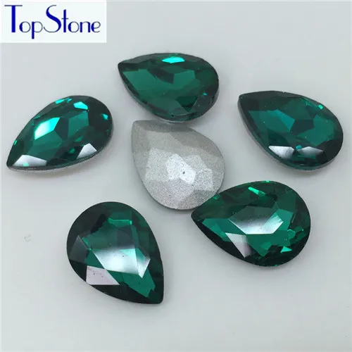 TopStone все цвета стекло кристалл заостренный назад слезы Стразы 7x10,10x14,13x18,18x25,20x30 мм платье камень - Цвет: Green Zircon
