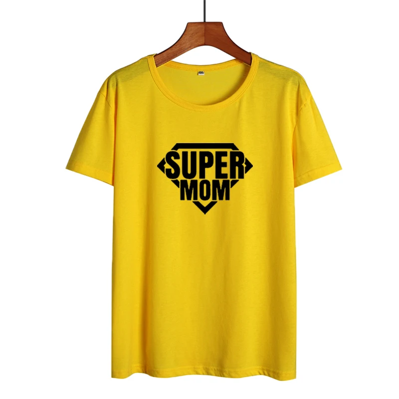 Футболка с надписью Super Mom хлопковая для женщин на лето 2019|Футболки| |
