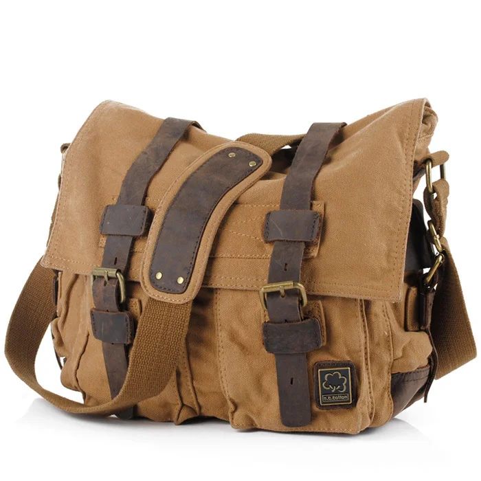 Повседневный винтажный Холщовый кожаный хлопковый рюкзак для мужчин и женщин