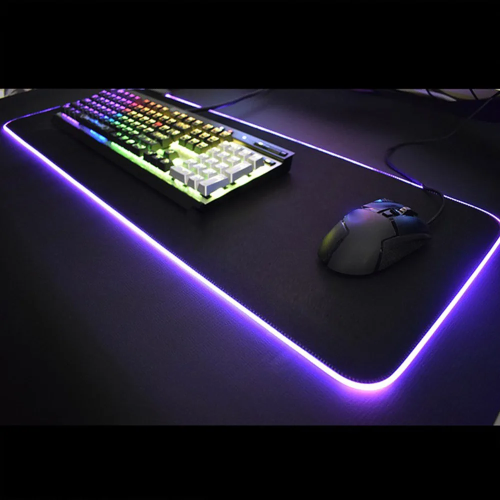 1pcs RGB Large Glowing LED Extended Mousepad Non-Slip Rubber Base Computer Keyboard Pad Mat Soft Gaming Mouse | Компьютеры и офис