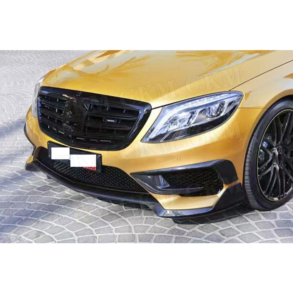 Передняя губная лопата из углеродного волокна для Mercedes Benz S Class S350 S400 S500 S63 S65- защита Бампера
