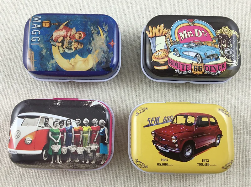 16 шт./лот винтажная Мини жестяная коробка в американском стиле для хранения