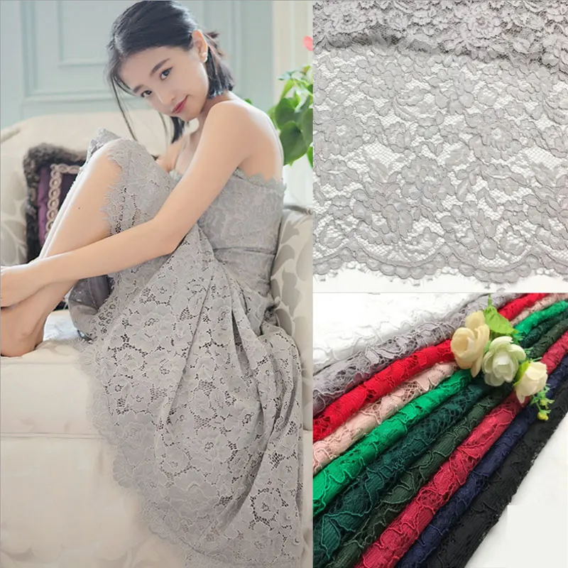 

New 145cm wideth Eyelashes lace fabric wave Strand thread Positioning flower wedding dress Sewing Materials DIY Accessories