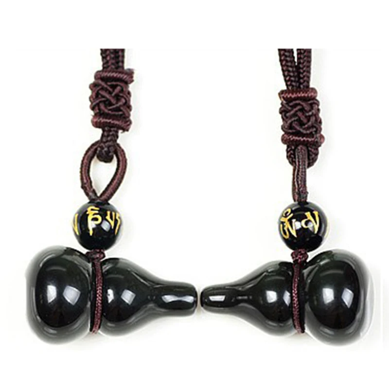 Ожерелье с натуральным кристаллом черный обсидиан тонкая резьба Маленькие